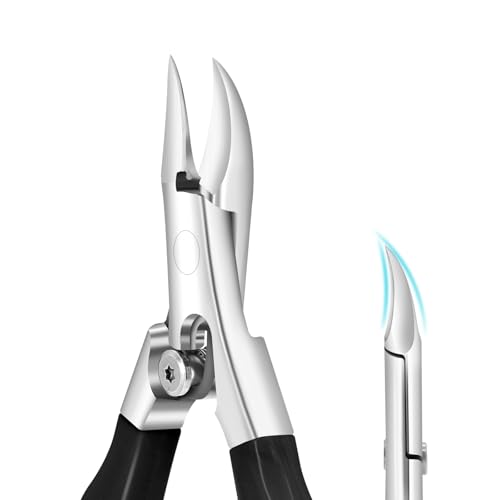 Podiatrist Toenail Nipper,Heavy Duty Nail Clippers for Thick & Ingrown Toenails,Toenail Clipper Trimmer for Seniors Pedicure,Stainless Steel Sharp Blades,Long Handle,& Lock(Black)