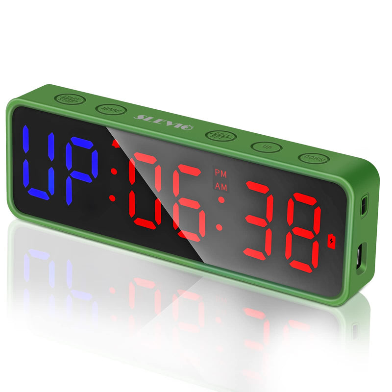SLEVIO Gym Timer, Interval Countdown Clock with Built-in Powerful Magnet, Home Gym Accessories Portable Workout Timer for Gym Home Garage Schools (Green) - BeesActive Australia