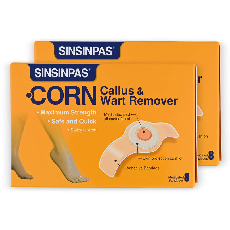 Corn Callus & Wart Remover, Maximum Strength, 2 Pack (16 Patches Total)