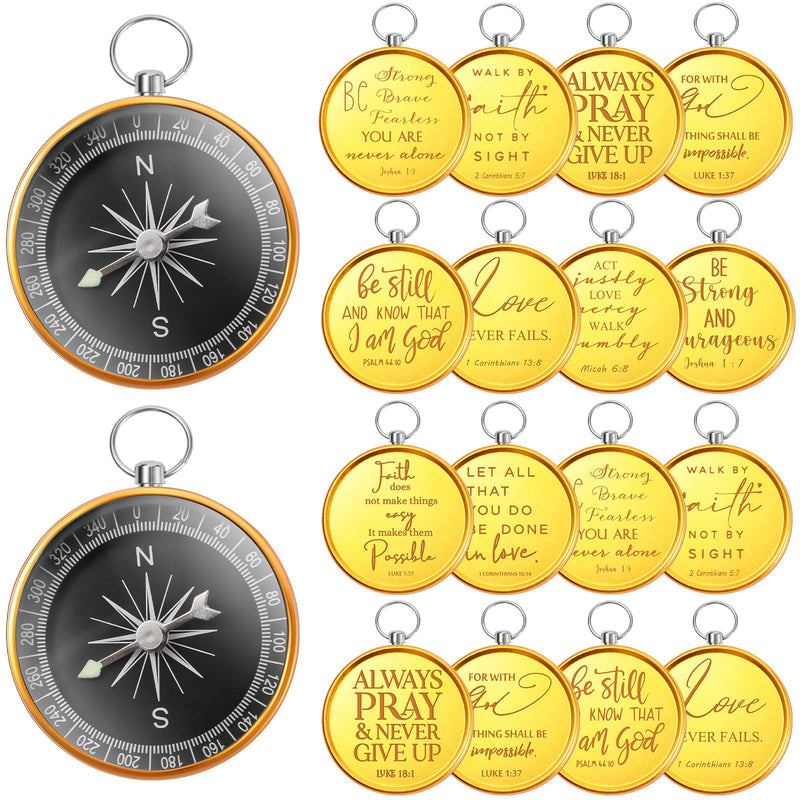 Fumete Christian Gift Compasses Hiking Scripture Religious Bible Vintage Gifts for Fathers Day Appreciation Gift Set Bible Church Men Sunday School Teacher Pastor Clergy Gold 50