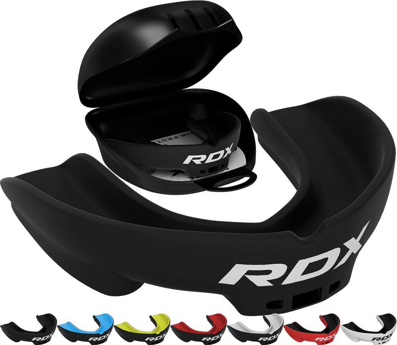 RDX Mouth Guard for Boxing MMA Kickboxing Muay Thai Judo Karate - Adult Gum Shield Mouthpiece Jaw Protector with Storage Case, Martial Arts Football Lacrosse Hockey Contact Sports - Above 12 Years Age Black Adult Above 12 Year