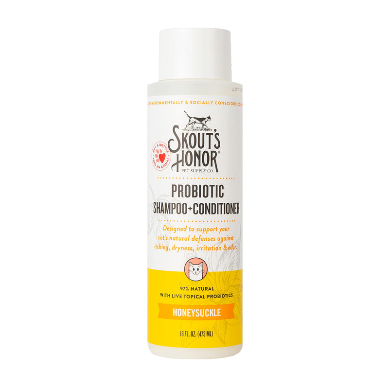 SKOUT'S HONOR: Cat Probiotic Shampoo + Conditioner for a Healthier Skin and Coat - Honeysuckle, 16 oz. - BeesActive Australia