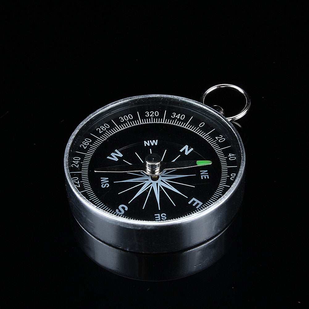Small Compass for Hiking,Compass Small,Navigation Compass Hiking,Working Compass Necklace for Outdoor Camping Hiking Sports for Navigation Silver Portable Pocket Compass - BeesActive Australia