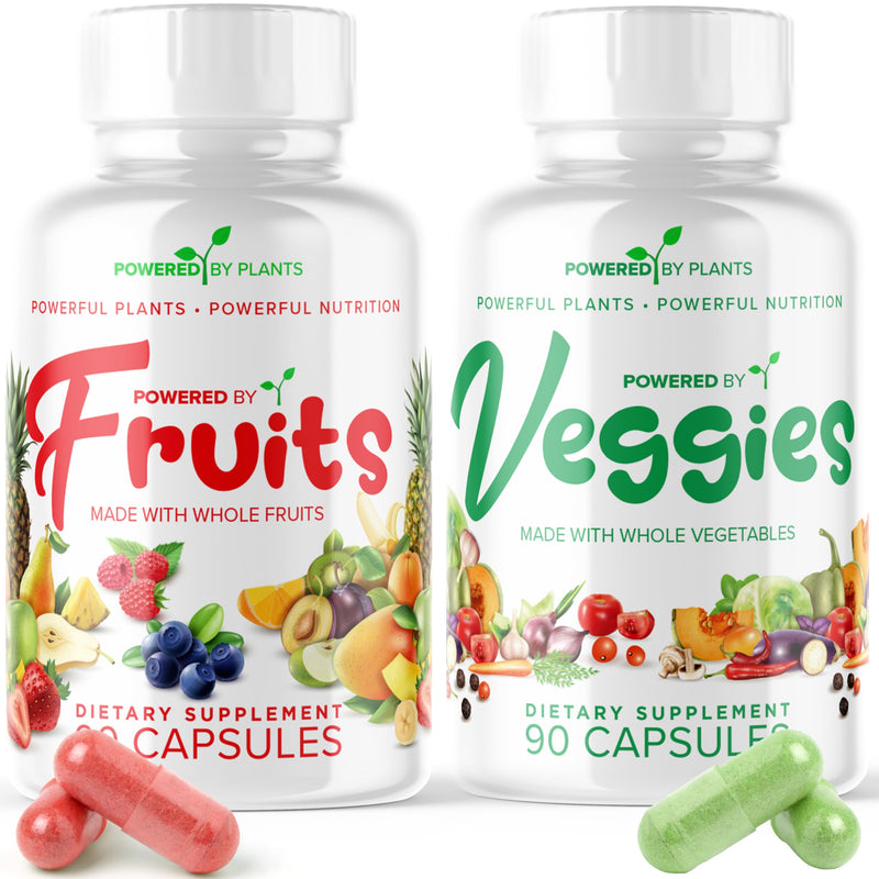 Daily Fruits and Veggies Supplement - 180 Capsules for 30 Days, Non GMO & Gluten Free Superfood with Natural Vitamins - Powered by Plants, 2-Pack 90 Count (Pack of 2)