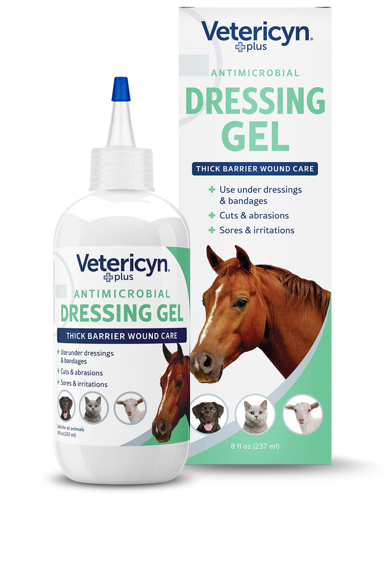 Vetericyn Plus Wound Dressing Gel for Animals| Thick Barrier Wound Care for Cats, Dogs, Horses, and Small Animals, Works on Wounds and Skin Irritations. 8 ounces - BeesActive Australia