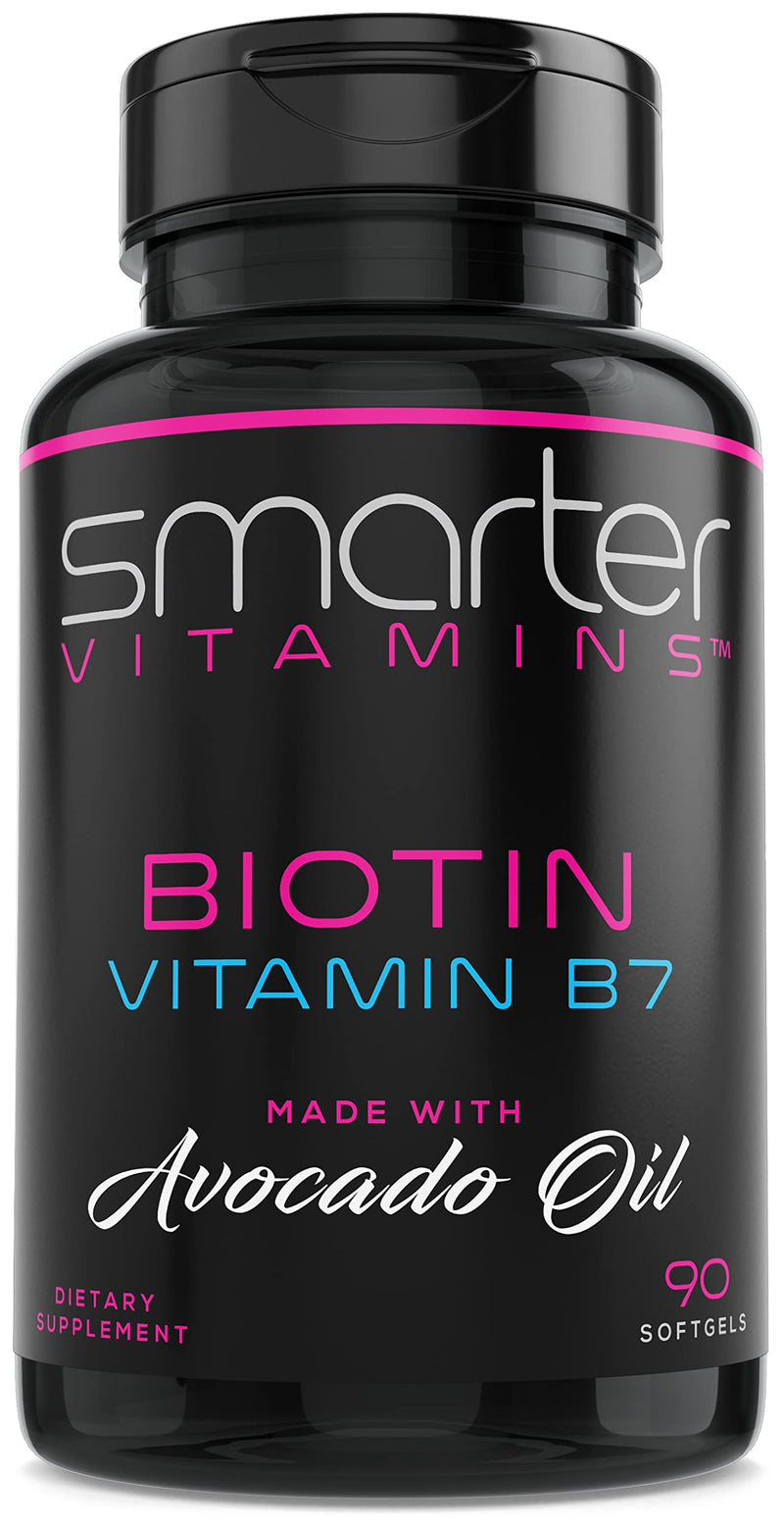 Biotin 5000mcg Vitamin B7 for Hair with Avocado Oil 90 Mini Liquid Softgels | Supports healthy hair, skin and nails with non-GMO ingredients, no soy and a convenient berry-flavored daily beauty formula 1