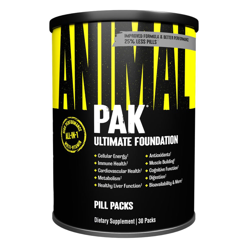 Animal Pak - Convenient Multivitamin for Men & Women Daily All-in-One Vitamin & Supplement Pack - Zinc, Vitamins C, B, D, Amino Acids, and Immune Support - Sports Nutrition Performance - 30 Count 30 Count (Pack of 1)