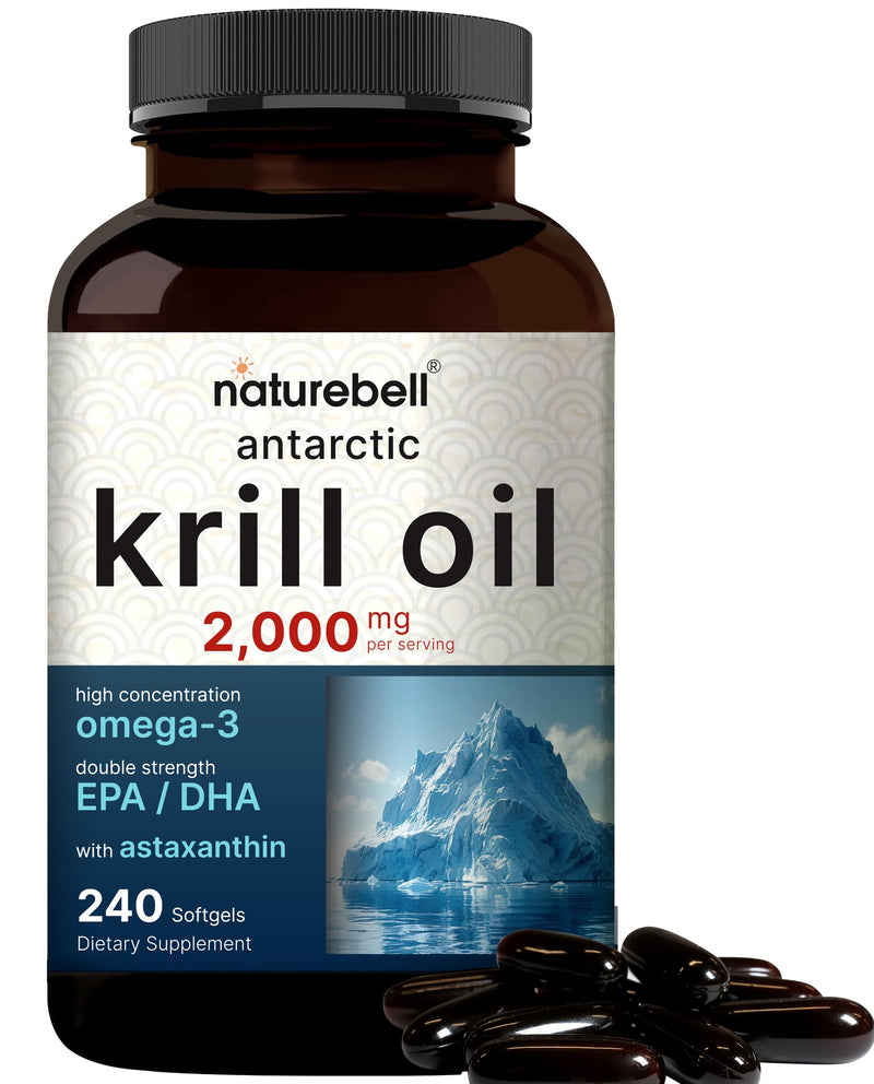 Antarctic Krill Oil 2000mg Supplement, 240 Softgels, 3X Strength Natural Source of Omega-3s, EPA 240mg + DHA 160mg + Astaxanthin 800mcg ‚Äì No Fishy Aftertaste ‚Äì Mercury Free & Non-GMO - BeesActive Australia