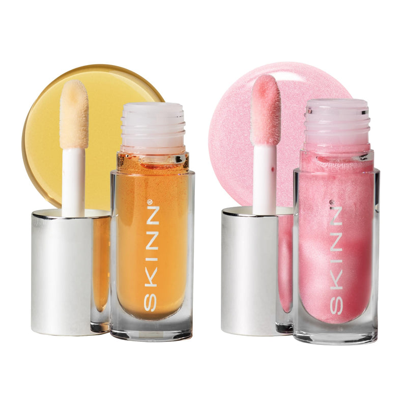 SKINN Luminous Lip Oil Bundle - (2 Pack, Golden & Blush) | Vitamin C & Manuka Honey - Smooth Lines & Soothe Dry Lips for Improved Elasticity - Lip Gloss with Skincare Benefits Blush and Golden