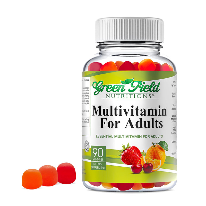 Greenfield Nutritions Halal Multivitamin Gummies for Adult - Gelatin-Free Chewable Multivitamin with Vitamin D3, B6, B12, Zinc & C – Halal Vitamins for Men and Women (90 Count)