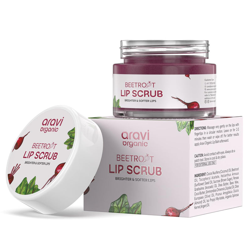 Beetroot Lip Scrub with Shea Butter & Cocoa Butter ‚Äì For Dark, Chapped & Pigmented Lips ‚Äì Suitable for Men and Women - 0.5 FL Oz / 15gm - BeesActive Australia