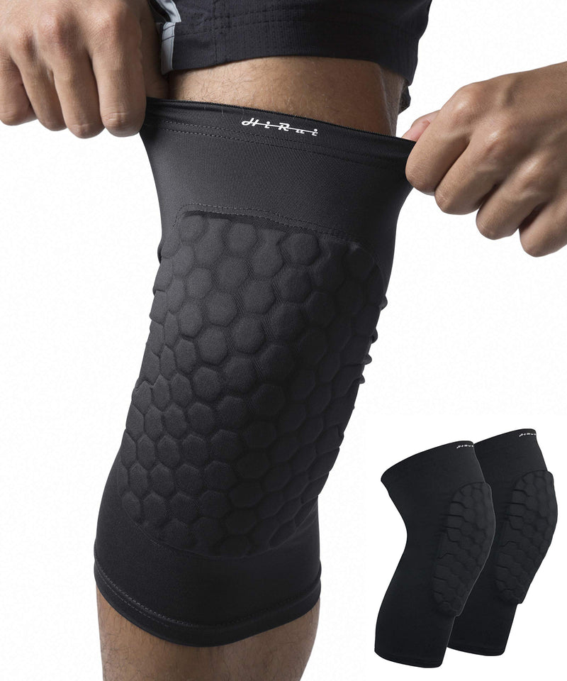 HiRui Knee Pads for Kids Youth Adult, Basketball Baseball Knee Brace Knee Support, Collision Avoidance Kneepad Compression Knee Sleeve for Volleyball Football Cycling Running-1Pair (Black, XXS) Black XX-Small - BeesActive Australia