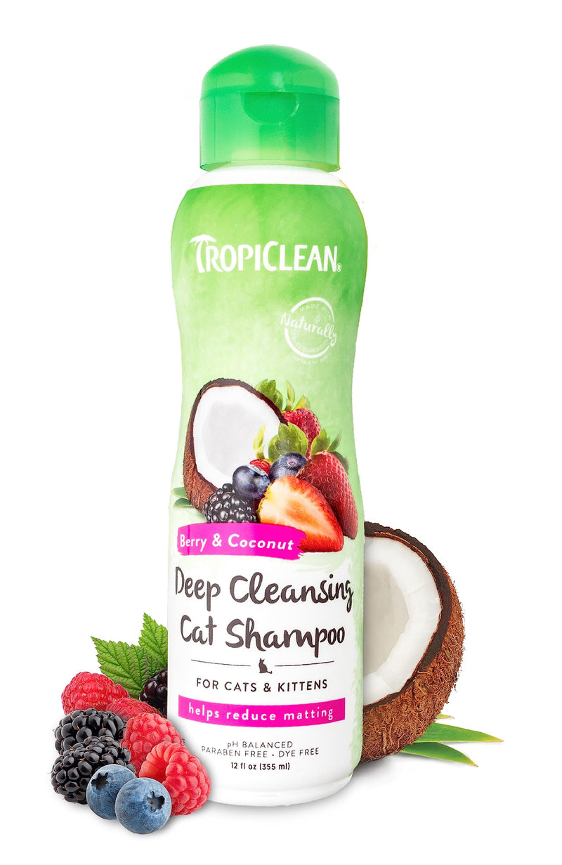 TropiClean Berry & Coconut Deep Cleansing Cat Shampoo | Kitten Shampoo Reduces Matting | Natural Shampoo Derived from Natural Ingredients | Made in The USA | 12 oz. Berry and Coconut - BeesActive Australia
