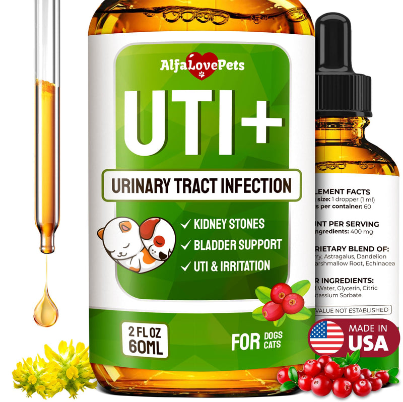 Cat UTI Treatment to Care for Kidneys and Bladder – Dog UTI Treatment for Pets of All Ages and Breeds – Urinary Tract Cat Safe Formula – Cranberry Supplement for Dogs & Other Pets – 2 Oz 2 Fl Oz