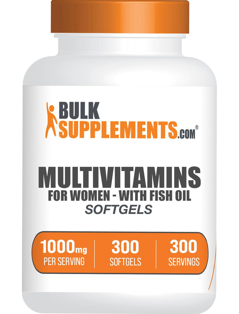 BulkSupplements.com Multivitamin for Women Softgels - Women's Multivitamin with Iron, Multimineral Supplement, with Fish Oil - Gluten Free, 1 Softgel per Serving, 300 Count (Pack of 1) 300 Count (Pack of 1)