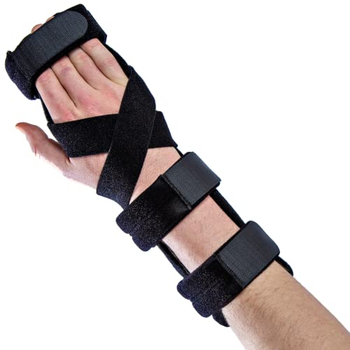 Platform Hand and Wrist Brace for Carpal Tunnel, Arthritis & Tendonitis – Universal Adjustable Finger Splint with Malleable Stays for Contractures Support – Breathable, Hypoallergenic Design One Size