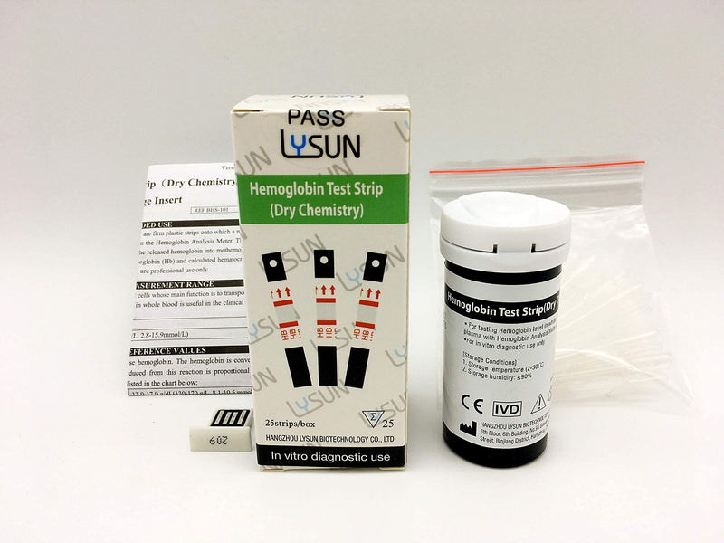 Lysun HBS-101 Hemoglobin Test Strips 25pcs with 25pcs Capillary Tubes - BeesActive Australia