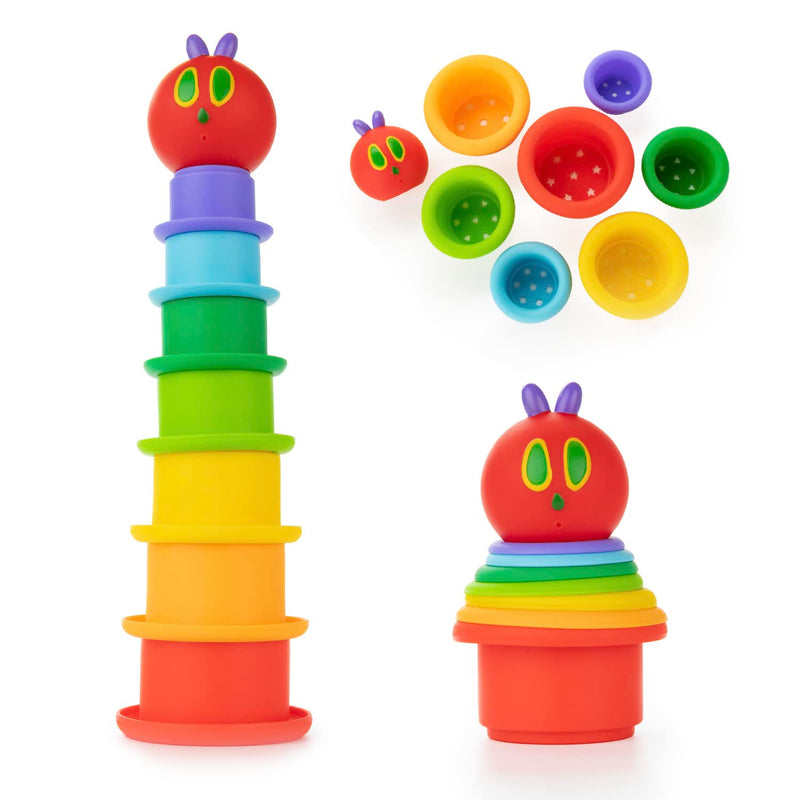 Kids Preferred World of Eric Carle The Very Hungry Caterpillar Bath Time Silicone Stacking Cup Set with Caterpillar Head Squirty Perfect for Water Play Ages 18 Months and Up - BeesActive Australia