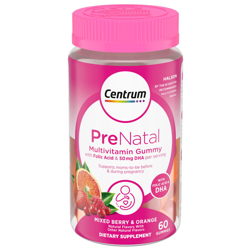 Centrum Prenatal Multivitamin Gummies, 60 Count | Prenatal Vitamin D Gummies with DHA, Folic Acid, Iodine and Other Essential Nutrients, Gluten Free, Non-GMO Ingredients 1 Count (Pack of 60)