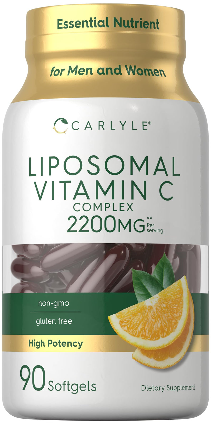 Carlyle Liposomal Vitamin C | 2200mg | 90 Softgel Capsules | High Potency Complex Supplement | Non-GMO, Gluten Free Packaging May Vary 90 Count (Pack of 1)