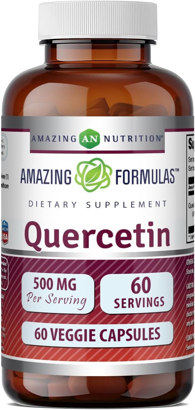 Amazing Formulas Quercetin 500 Mg | Veggie Capsules Supplement | Non-GMO | Gluten-Free | Made in USA (1 Pack | 60 Count) Unflavored