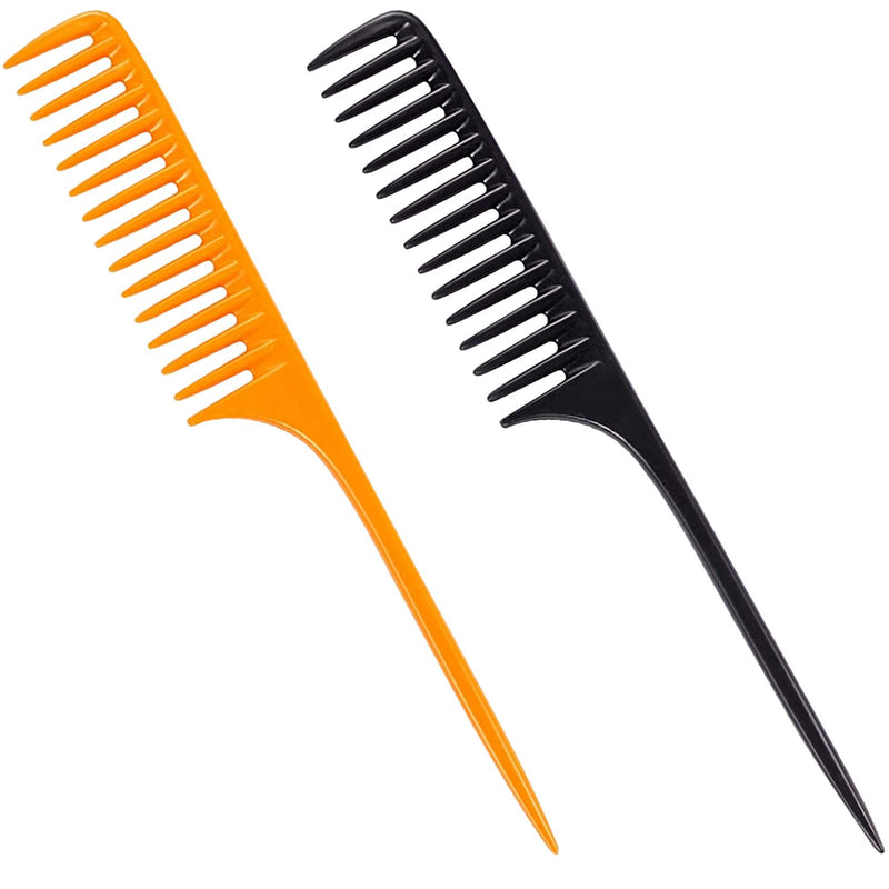 2Packs Wide Tooth Comb Rat Tail Combs for Wet Curly Hair, Premium Detangling Hair Brush Shower Comb, Anti Static Heat Resistant Teasing Combs Styling Comb Set for Women Men, Fit for All Kinds of Hair 2-Pack Tail Combs - BeesActive Australia