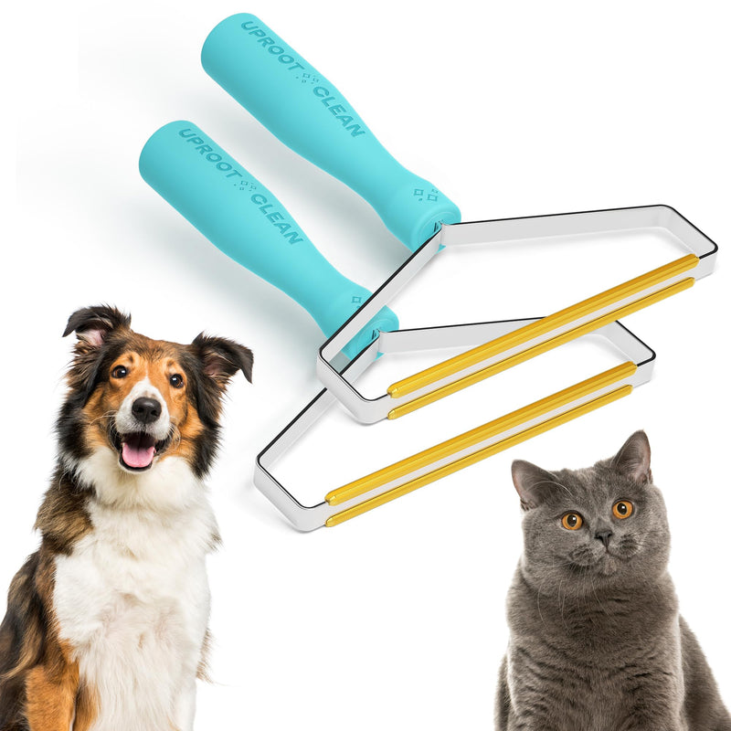 Uproot Cleaner Pro Pet Hair Remover 2 Pack - Reusable Cat Hair Remover - Dog Hair Remover Multi-Fabric Edge and Carpet Scraper by Uproot Clean - for Furniture, Pet Towers, + More - Gets Every Hair Pro 2 Pack - BeesActive Australia