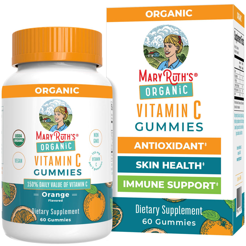 MARYRUTH'S USDA Organic Vitamin C Gummies, Antioxidant, Non-GMO, 60 Count | Vegan Chewable for Ages 14+, Immune Support & Overall Wellness, Gluten Free Adults