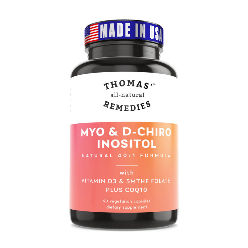 Toms Remedies Myo Inositol Supplement & D-Chiro Inositol Blend Supplement | With Folate and Vitamin D3, 40 to 1 Ratio, No Fillers, CoQ10, 90 Vegan Capsules