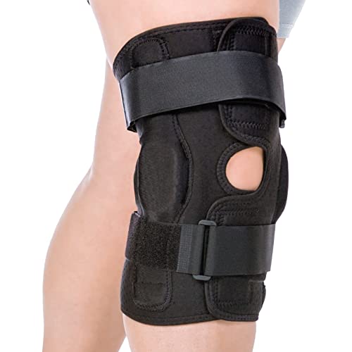 BraceAbility Torn Meniscus ROM Knee Brace - Hinged Post Surgery Support with Flexion Extension Control for Hyperextension and Locking Treatment, Ligament PCL or ACL Tears, Osteoarthritis Relief (M) M