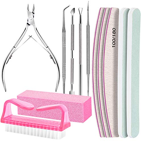 FANDAMEI Nail Care Kit, Nail Files 100/180, Nail Buffer Block, Cuticle Nippers, Cuticle Trimmer, Cuticle Pusher, Nail Tools, Nail Kit, Pedicure & Manicure Tools, Nail Prep Kit, Manicure Kit for Women C-pink
