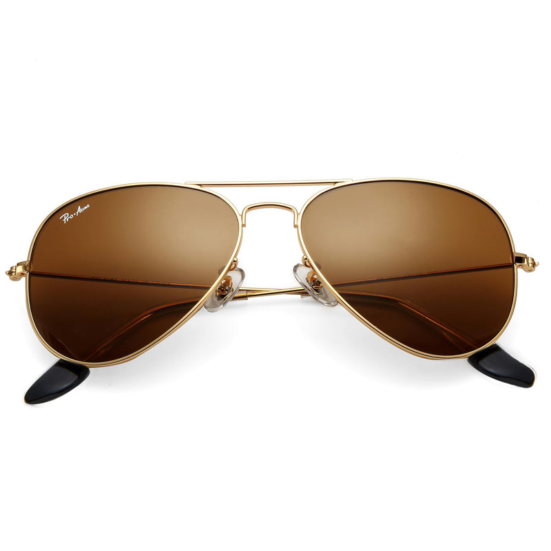Pro Acme Classic Aviator Sunglasses for Men Women 100% Real Glass Lens Z/Brown/Plastic/Polarized 58 Millimeters - BeesActive Australia