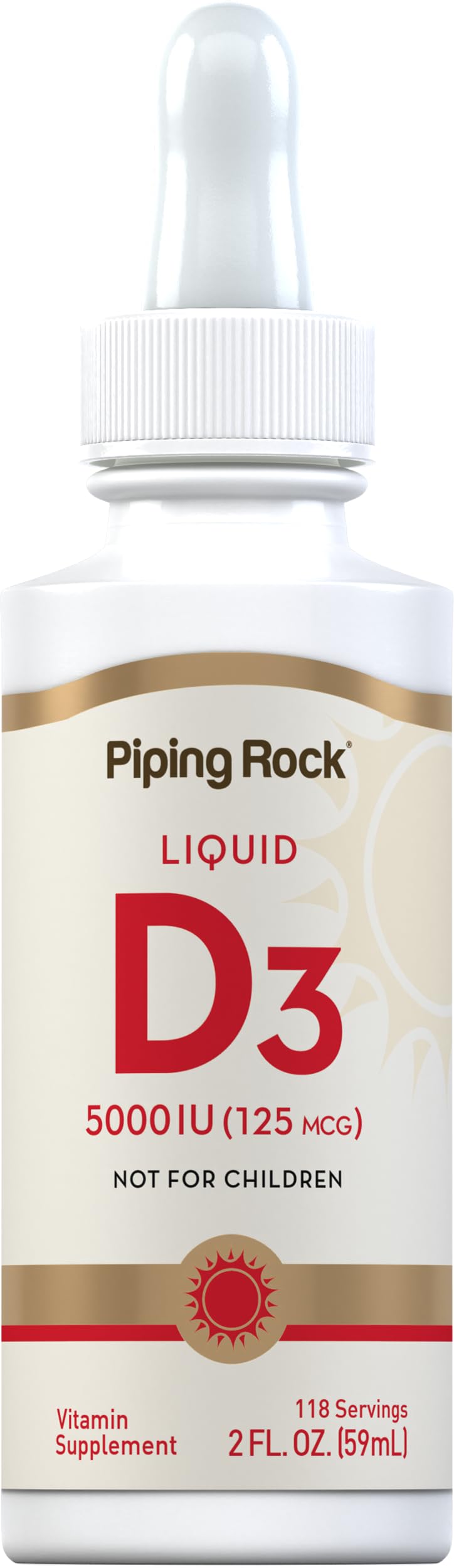 Piping Rock VIT D Liquid | D Supplement for Women and Men | Vegetarian, Non-GMO, Gluten Free