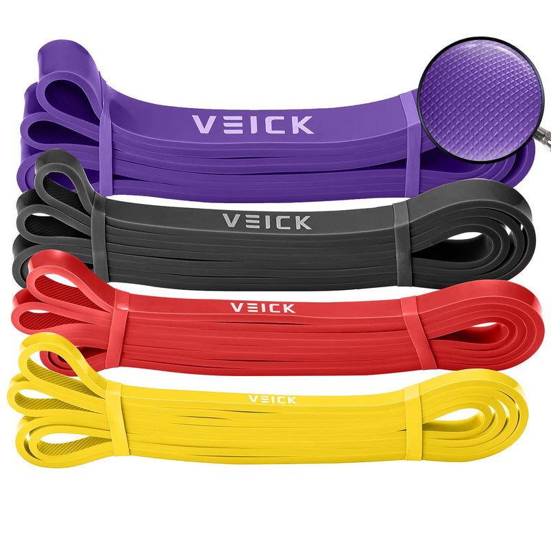 VEICK Resistance Bands for Working Out, Exercise Bands, Workout Bands, Pull Up Assistance Bands, Long Heavy Stretch Bands Set for Men and Women, Power Weight Gym at Home Fitness Equipment Purple/Black/Red/Yellow(0.3-1.1in) - BeesActive Australia