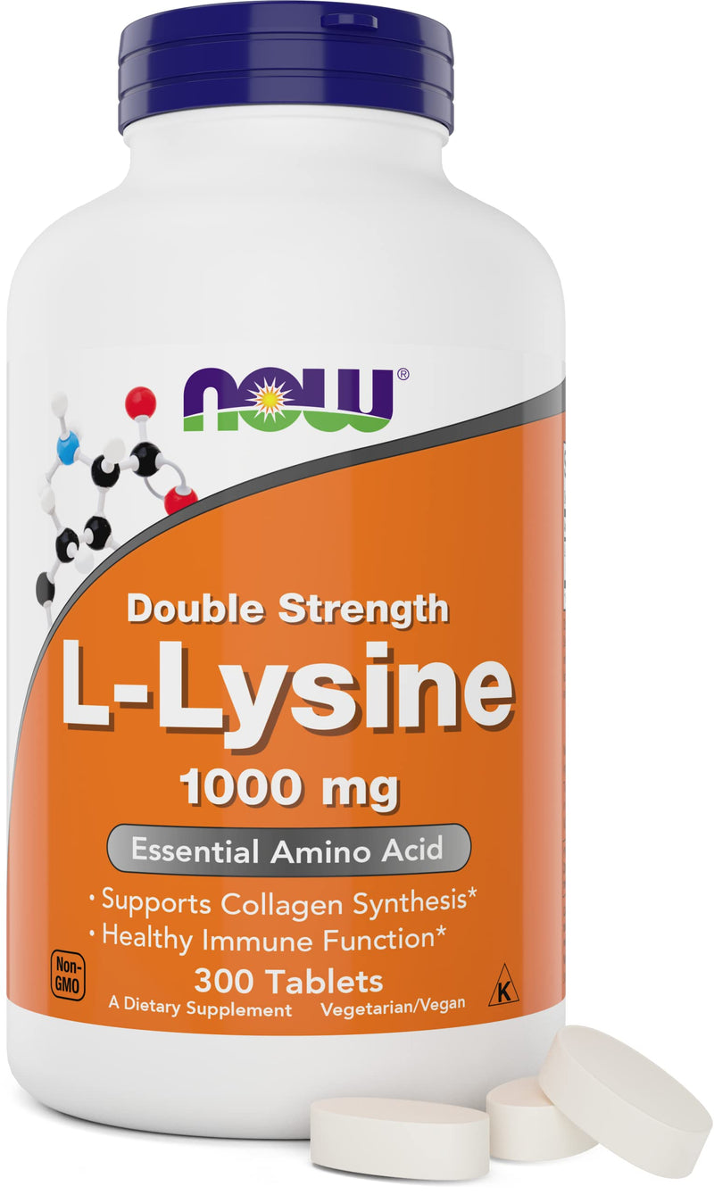 Now Foods L-Lysine 1000mg - Double Strength - 300 Tablets - Non-GMO Amino Acid Supplement (Llysine Hydrochloride)- 1000 mg Tabs - Vegan/Vegetarian 300 Count (Pack of 1) - BeesActive Australia