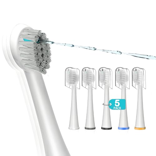 Replacement Brush Heads for Waterpick Sonic Fusion 2.0 Flossing Toothbrush with Cover, Compact, 5 Count White, Soft Bristles, Compact Size A-white 5 Count (Pack of 1)