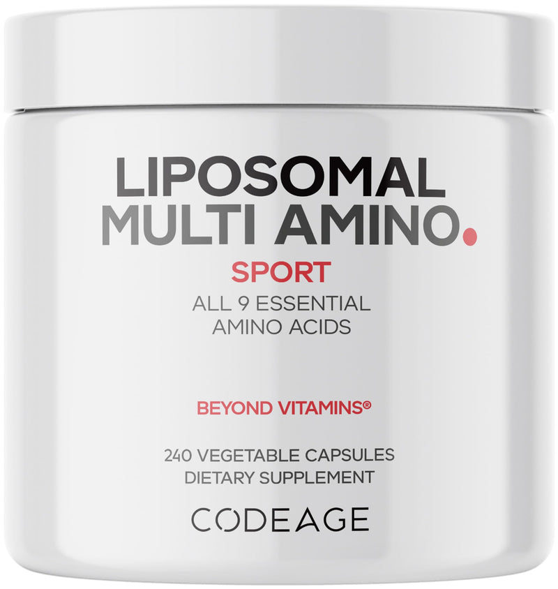 Codeage Multi Amino BCAA & EAA, 9 Essential, Liposomal, 240 Capsules | All 9 essential amino acids, BCAA & EAA, liposomal delivery. Free-form, pre & post workout. Vegan, non-GMO.