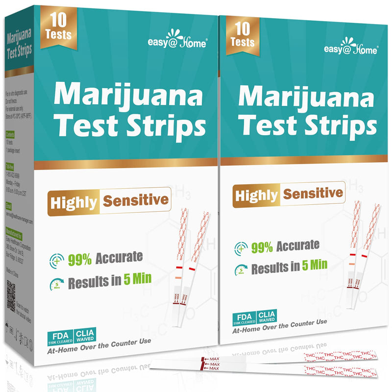 Easy@Home Marijuana Test Strips: Detects the Metabolites of THC in Urine with Cutoff Level 50ng/mL- 20 Strips Highly Sensitive THC Test Kit for Home Use -Instant Results in 5 Minutes #ESTH-115 - BeesActive Australia