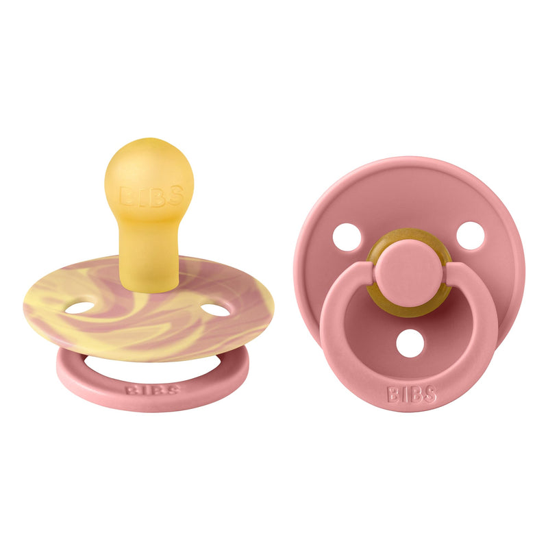 BIBS Pacifiers 0-6 Months | 2-Pack Soothers | BPA-Free Round Nipple | Made in Denmark | Morning Sunset Tie Dye Colour Pacifier - BeesActive Australia