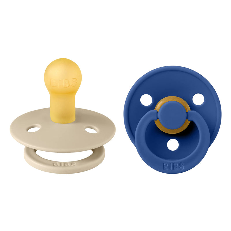 BIBS Pacifiers 0-6 Months | 2-Pack Soothers | BPA-Free Round Nipple | Made in Denmark | Vanilla/Cornflower Colour Pacifier - BeesActive Australia
