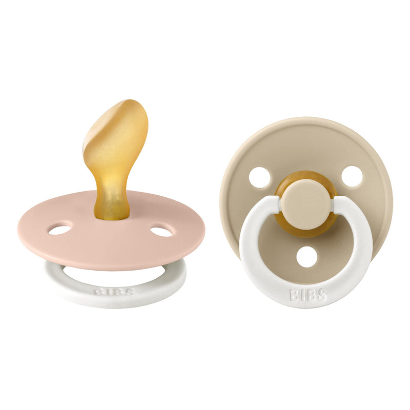 BIBS Pacifiers 6-18 Months | 2-Pack Soothers | BPA-Free Anatomical Nipple | Made in Denmark | Blush Glow/Vanilla Glow Colour Pacifier - BeesActive Australia