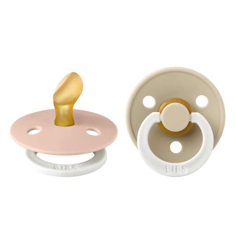 BIBS Pacifiers 0-6 Months | 2-Pack Soothers | BPA-Free Anatomical Nipple | Made in Denmark | Blush Glow/Vanilla Glow Colour Pacifier - BeesActive Australia