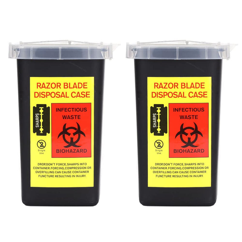 2 Pack Sharps Container Blade Disposal Containers Tattoo Syringe Needle Trash Can Case Barber Razor Storage Dispenser Biohazard Infectious Waste Case for Home Professional Use (2PCS) 2PCS - BeesActive Australia