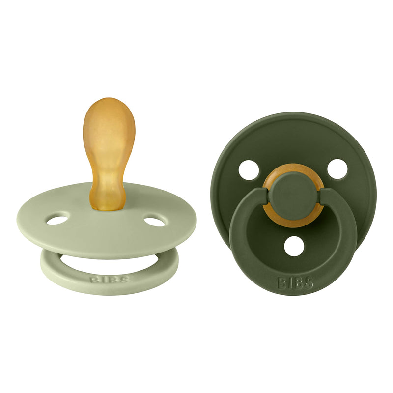 BIBS Pacifiers 6-18 Months | 2-Pack Soothers | BPA-Free Symmetrical Nipple | Made in Denmark | Sage/Hunter Green Colour Pacifier - BeesActive Australia