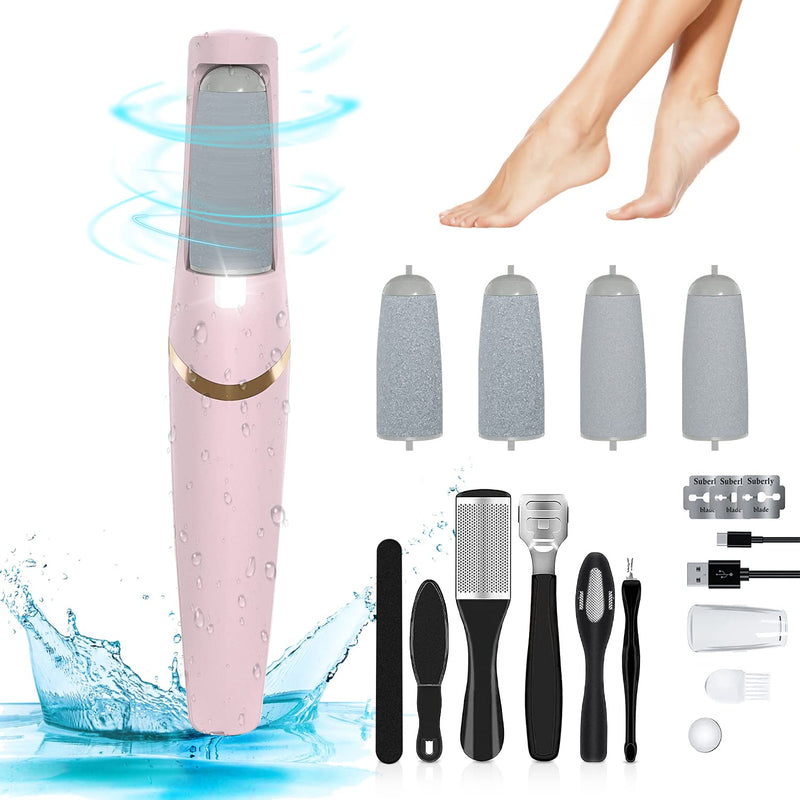 Electric Foot Callus Remover, Foot File, Rechargeable Foot File Set with 4 Different Roller Heads, Professional Pedicure Tools to Remove Cracked Heels and Dead Skin, for Feet Hands Spa 2 Count (Pack of 1) - BeesActive Australia