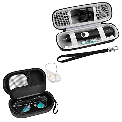 Case Compatible with Philips for Sonicare for ProtectiveClean 4100 6100 5100 6500 7500 Rechargeable Electric Toothbrush Portable 2 in 1 Contact Lens Case and Glasses Case
