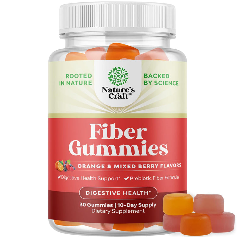 Tasty Prebiotic Fiber Gummies for Adults - High Fiber Supplement Gummies Vitamins for Adults with Prebiotic Soluble Chicory Root for Immunity and Digestive Support - Non GMO Vegan Halal 30 Count 30 Count (Pack of 1)