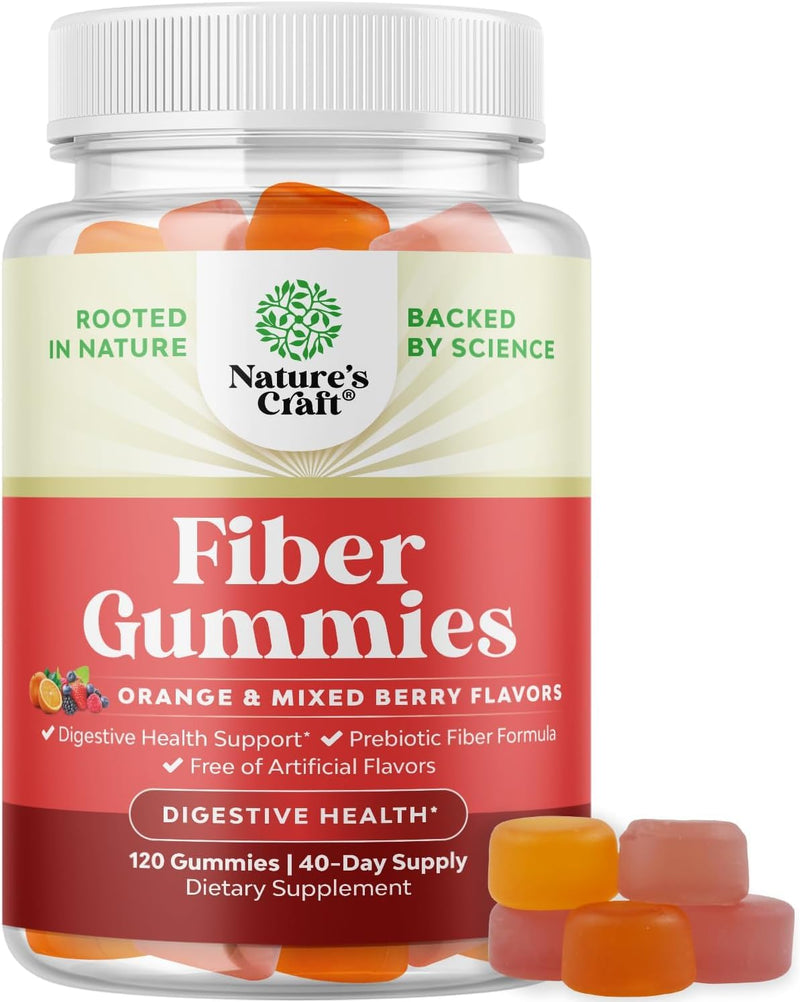 Tasty Prebiotic Fiber Gummies for Adults - High Fiber Supplement Gummies Vitamins for Adults with Prebiotic Soluble Chicory Root for Immunity and Digestive Support - Non GMO Vegan - 120 count 120 Count (Pack of 1)
