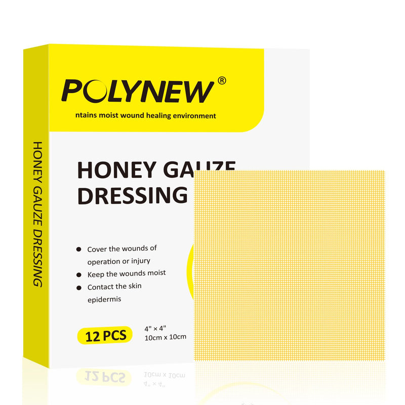 Manuka Honey Gauze Dressing, 12 Individual Pack, 4"x4" Patches, Manuka Honey Wound Care Gauze, for Cuts, Scald and Burns for Wound Healing Dressing - BeesActive Australia