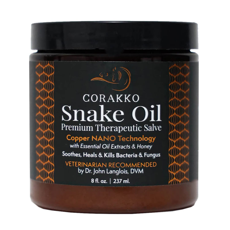 Corakko Snake Oil - Premium Therapeutic Salve - Copper NANO Technology with Essential Oil Extracts & Honey - Treats Wounds, Scratches, Hotspots, Rain Rot, Bites, Cracked Hooves, Summer Sores - 8oz - PawsPlanet Australia